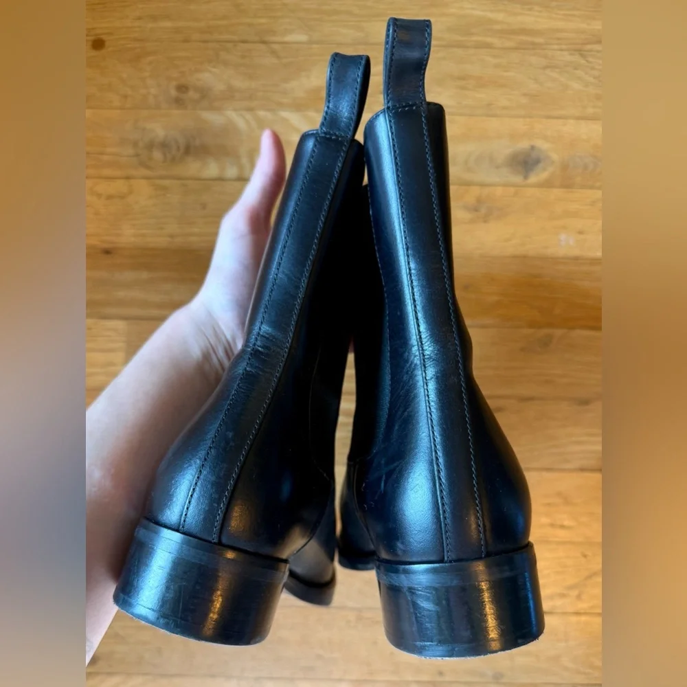 COS Leather Chelsea Boots Ankle Round Almond Toe Minimalist Workwear Block Heel - Picture 4 of 8